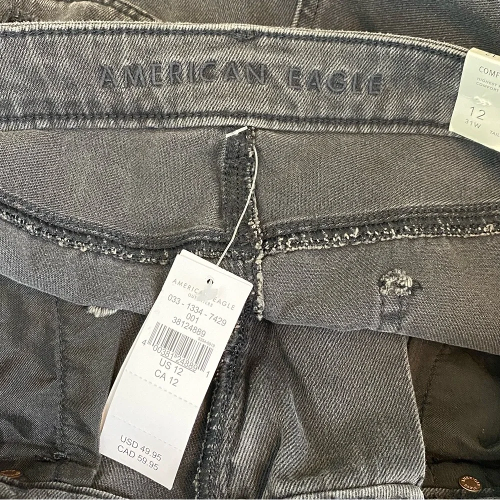 American Eagle Outfitter Grey Distressed Highest Rise Baggy Short